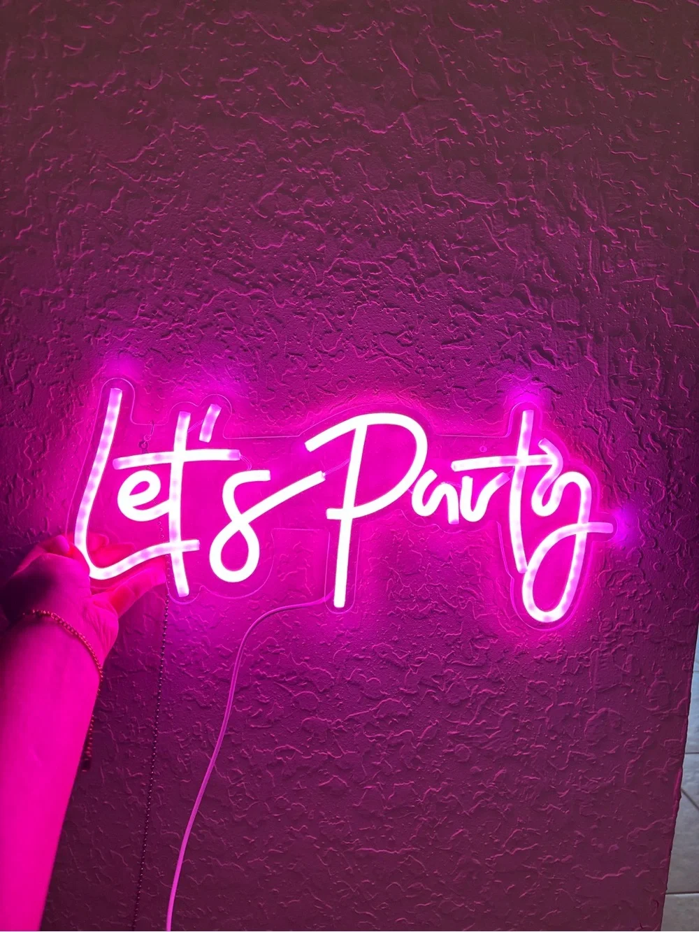 Let's Party Pink Neon Sign - Home Party Supplies